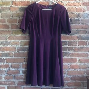 Tahari fit and flare burgundy dress